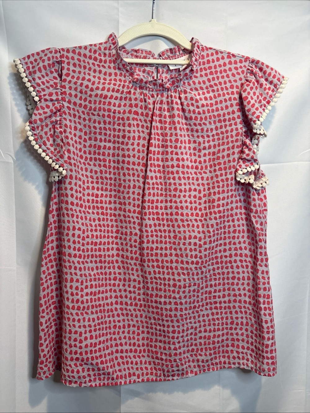THML Pink Spot Ruffle Sleeve Blouse